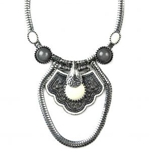 Sistaco Musk-Silver Cream Grey Drop Necklace 931 E41 EY Silver