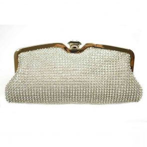 Ivys Star Mesh & Diamonte Evening Bag B555 Silver