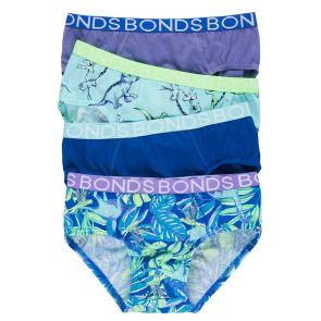 Bonds Boys Brief 4-Pack UXYK4A Purple/Dino/Royal Blue/Jungle