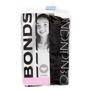 Bonds Girls Bikini 4-Pack UZR14A Black