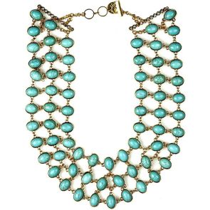 FINAL SALE Sistaco Twice Me Double Sided Stone Necklace 1053CT UE20 EY Turquoise/Cream