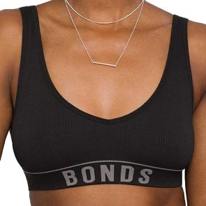 Bonds Retro Rib Deep V Crop WU8DA Black