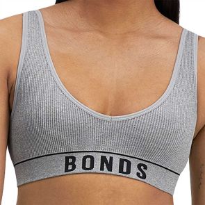 Bonds Retro Rib Deep V Crop WU8DA Heritage Grey Marle