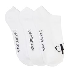 Calvin Klein Flat Knit Monogram Low Cut Socks 3-Pack ECJ501 White