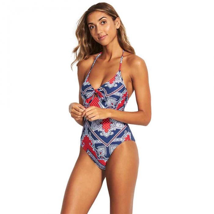 Seafolly Bandana Bay Tie Front Maillot 10885 645 Chilli Womens Swimwear Zodee Australia