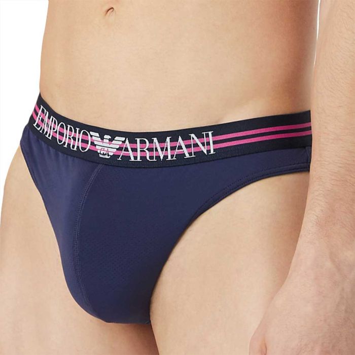 Emporio Armani Microfibre Mesh Thong 111215 2R537 Blue Mens Underwear Zodee Australia
