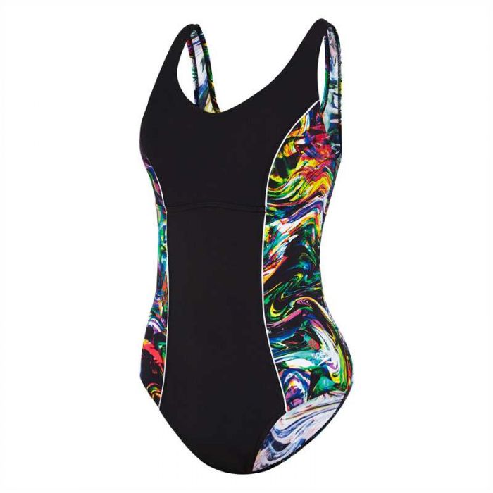 Speedo Contour Clipback One Piece Swimsuit [Landscape/Black/White-22905 ...