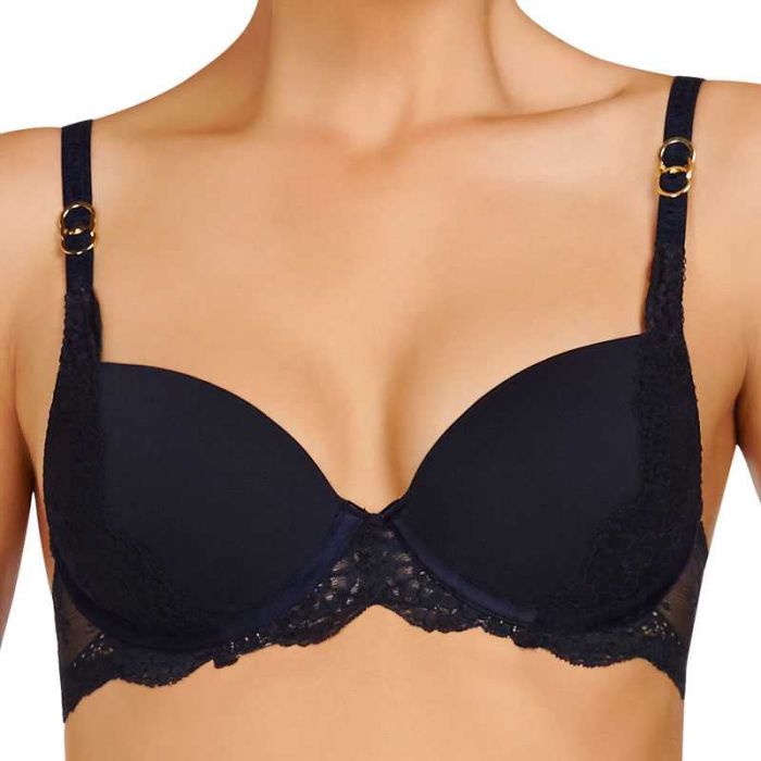 Stella McCartney Lingerie Stella Smooth and Lace Contour Plunge Bra Night  Sky S80-250