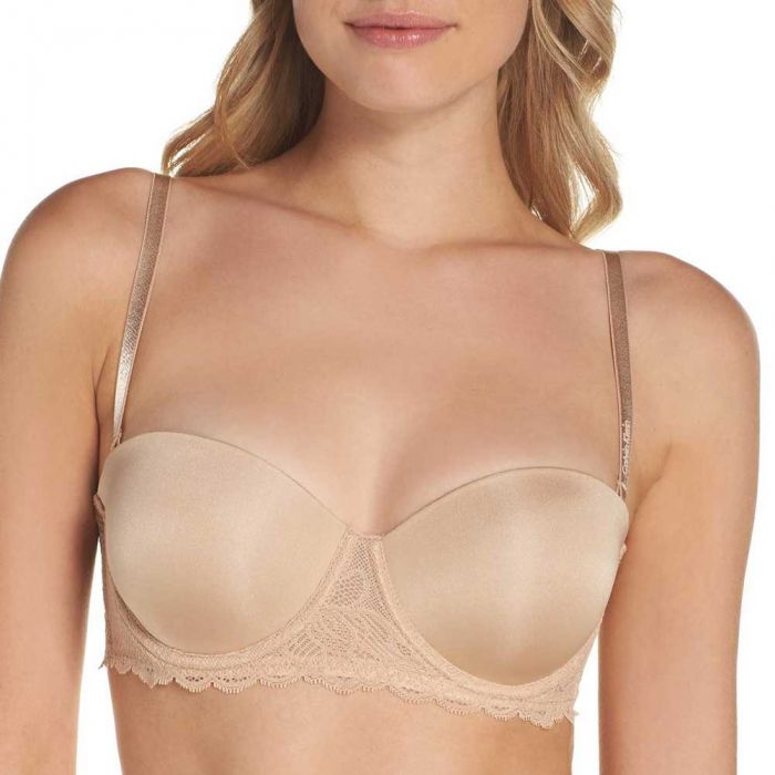 Calvin Klein Seductive Comfort with Lace Strapless Lift F1437 Bare Womens Bra Calvin Klein Seductive Comfort with Lace Strapless Lift F1437 Bare Womens Bra