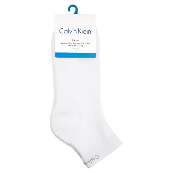 Calvin Klein Essentials Cotton Bamboo Quarter Sock 3 Pack White