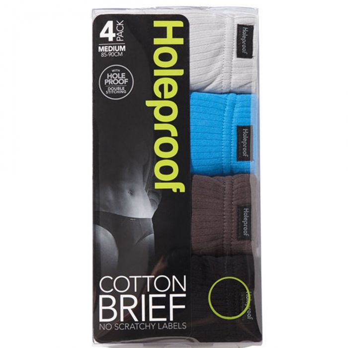 Holeproof Heroes Cotton Interlock Brief 4-Pack M16744 Blk/Brn/Blu/Wht ...
