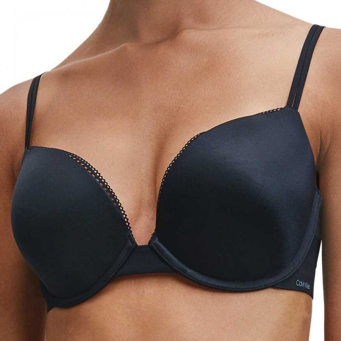 Calvin Klein Liquid Touch Push Up Plunge Bra F4083 Black Womens Bra