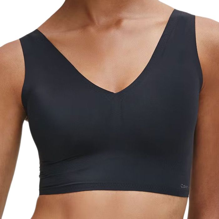 Calvin Klein Invisibles Comfort Lightly Lined V Neck Bralette BQF4708 Black  Womens Bra