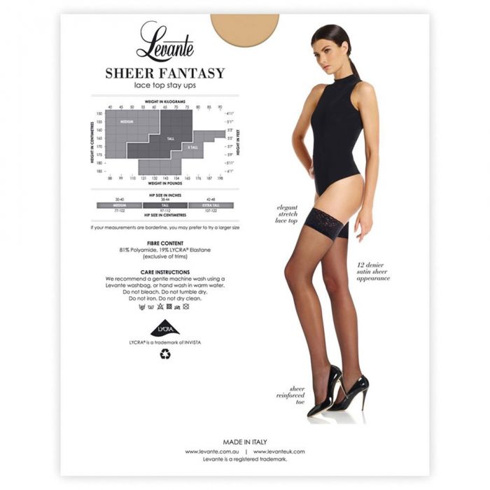 Levante Stockings and Stay Ups Sheer Fantasy Stay Ups SHRFSU Naturel Zodee Australia