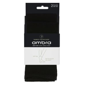 Ambra Bamboo Soft Top Light Ankle High 2-Pack Black