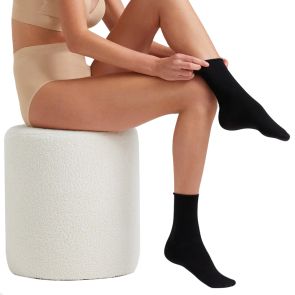 Ambra Cotton Blend Comfy Crew Sock 3-Pack Black/Charcoal/ Grey Marle
