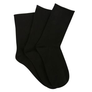 Ambra Cotton Blend Comfy Crew Sock 3-Pack Black