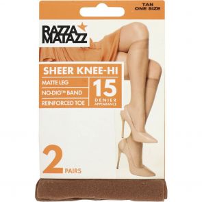 Razzamatazz Sheer Nylon Knee High No Dig 2-Pack H80043 Tan