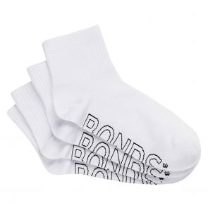 Bonds Womens Logo Lightweight Quarter Crew Socks 4-Pack LXPM4N White