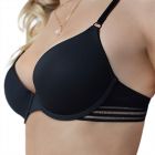 me by Bendon Stripe Elastic & Papertouch Demi Bra 29-1574 Black Womens Bra