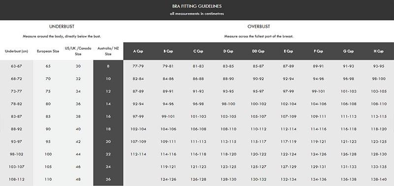 Berlei Bra Size Chart