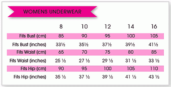 tradie size chart women