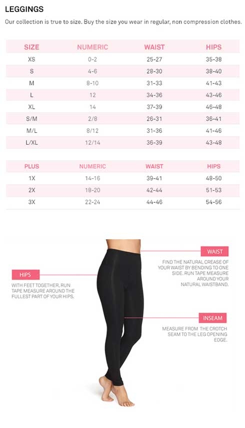 Yummie Tummie Legging Size Chart