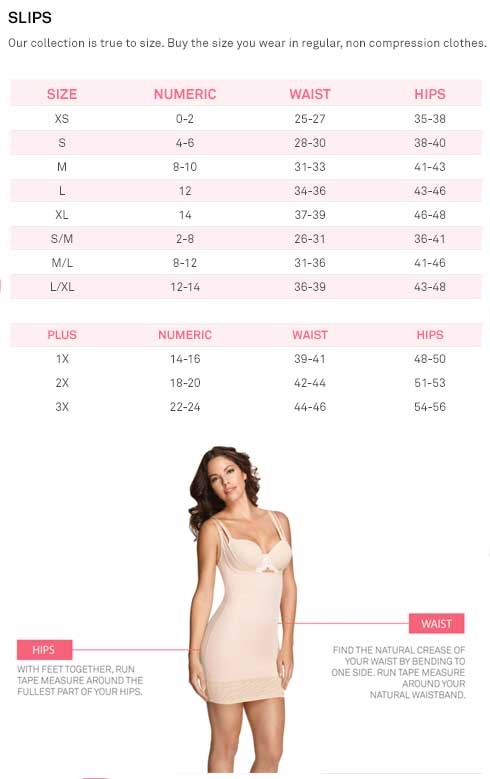 Yummie Tummie Slip Size Chart