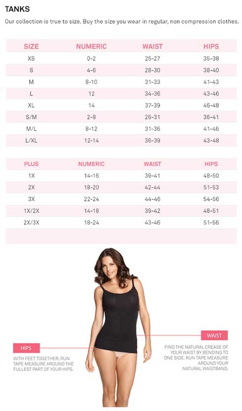 Yummie Tummie Tank Size Chart
