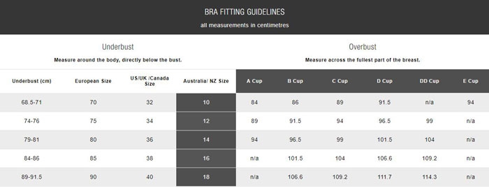 Maidenform Size Chart