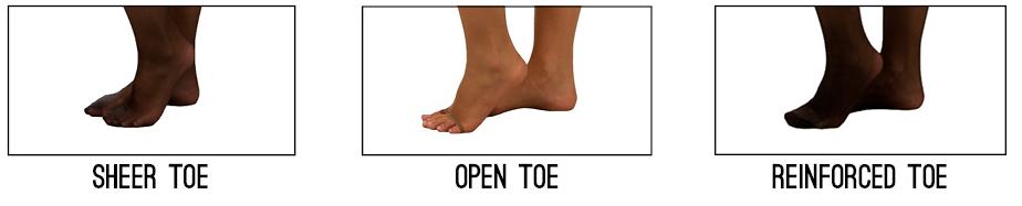 Sheer Toe, Open Toe & Reinforced Toe